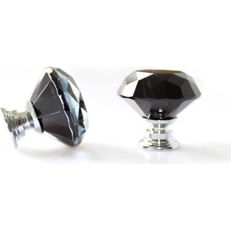 10 pièces Poignées Boutons Diamant Cristal Verre Portes Meuble Tiroir Placard Décoration Noir (1/4)