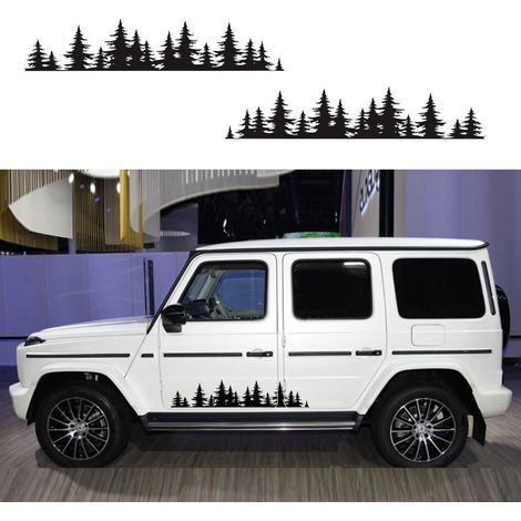 2er Set Auto Seitenaufkleber Berg Wald Muster Vinyl Decal 100cm Schwarz (1/5)