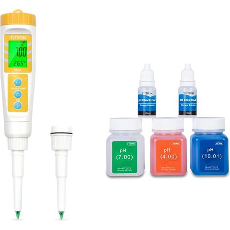 pH Mètre Alimentaire avec Sonde de pH Remplaçable Supplémentaire, Testeur de pH Numérique pour Levain et le Pain, Testeur de pH Alimentaire pour Viande, Mise en Conserve, Fromage, l'eau (1/5)