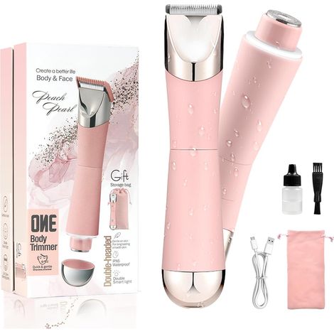 Tondeuse de bikini pour femme, épilateur facial 2 en 1 pour femme, rasoir pour femme, pour le visage, la ligne de bikini, le corps, les jambes, étanche et rechargeable pour femme, utilisation (1/5)