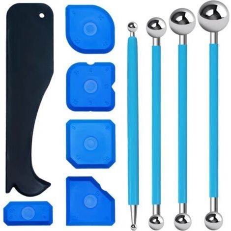 ALLIANDISKit de grattoirs à joints en silicone, redresseur de joints, outils de calfeutrage pour salle de bain et cuisine, 10 pièces