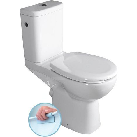 Sapho Etiuda - WC à poser pour personnes à mobilité réduite CLEAN ON, Rimless, évacuation horizontale, blanc K11-0221 (1/5)