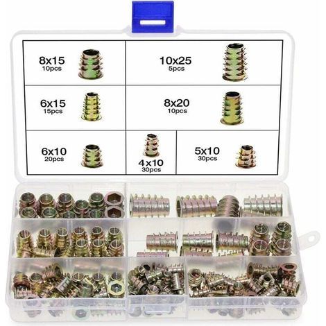 Écrous Hexagonaux Alliage Zinc M4 M5 M6 M8 M10 - Inserts Filetés - Boîte Plastique