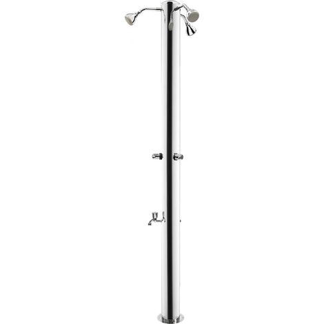 Doccia da Giardino Tripla 3 Rubinetti e Lavapiedi ATI Docce MUL-3R Inox Anodizzato