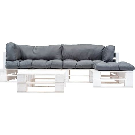 Maison Exclusive - 4-tlg. Paletten-Lounge-Set mit Kissen in Grau (1/3)