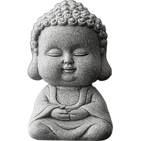 Statuette de Bouddha en pierre de siltstone, méditant, petite statue décorative exquise, ornement pour le thé, le salon, le balcon (1/5)