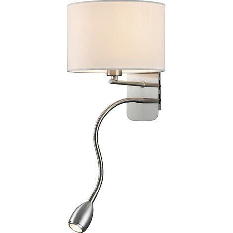 Applique TRIO Hotel 271170201 nickel mat, abat-jour blanc, LED 3,1W, 310 lm, 3000K, E14