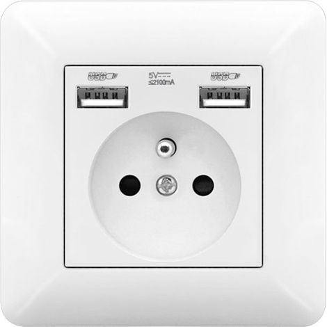 1 pièce Prise Murale avec 2 Ports USB et 1 Prise AC 110-250V – Prise Électrique USB 5V/2.1A pour Smartphone, Tablette, Charge Rapide (1/5)