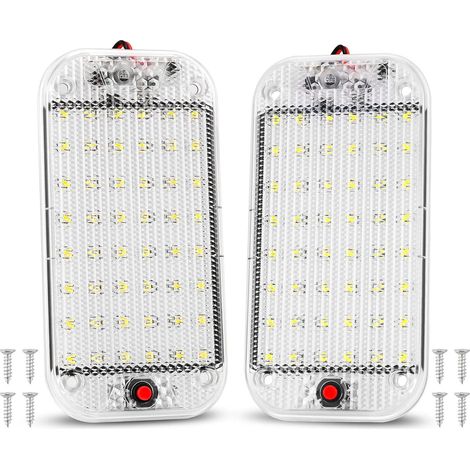 Éclairage intérieur LED 12V 48 LED pour voiture, lampe avec interrupteur, lot de 2, idéal camping-car, bateau et van. (1/5)