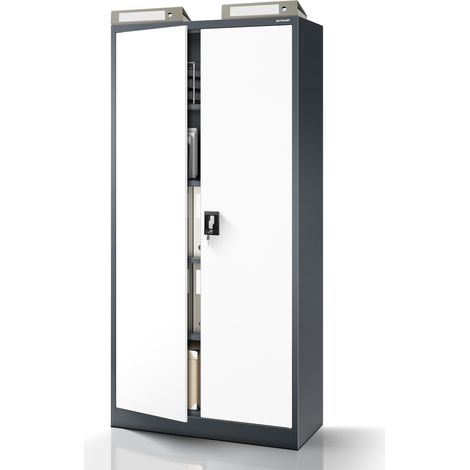 Armoire en métal verrouillable JAN, 900 x 1850 x 400 mm, blanc anthracite
