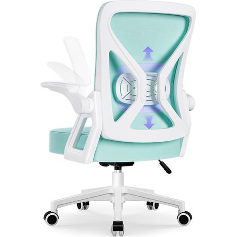 Bürostuhl, Bürostuhl Ergonomisch mit Hochklappbaren Armlehnen,Einstellbare Lendenstütze,Höhenverstellbarer Schreibtischstuhl, Drehstuhl mit Wippfunktion bis 125° (1/5)