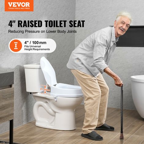 Rehausseur de Toilette Universel 100 mm de Haut, Siège de Toilette Surélevé Charge 136 kg, en PP Résistant, Verrouillage par Tige à… (1/5)