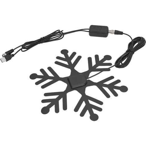 Antenne TV numérique intérieure amplifiée en forme de flocon de neige, antenne TV HD intérieure DTB ATSCISDB T noire (1/5)
