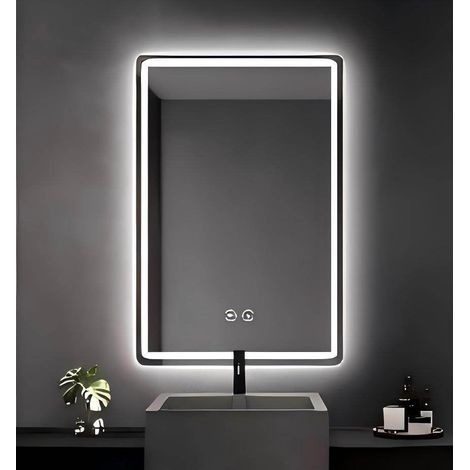 LED Bathroom Mirror with Defogging, 3 Light Colors, 70x50 cm
