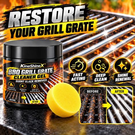KineShineX Grill Grill Grinding Cleaner Gel entfernt kraftvoll eingebranntes Fett und verkohlte Flecken. (1/5)
