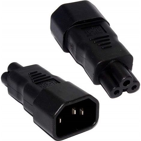 Adaptador alimentacion IEC C14 macho a C5 hembra  Negro (1/3)