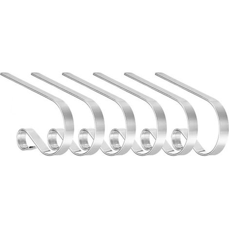 Paquet de 6 crochets métalliques de support de bas de noël, support de bas de noël pour la décoration de cheminée, argent (1/2)