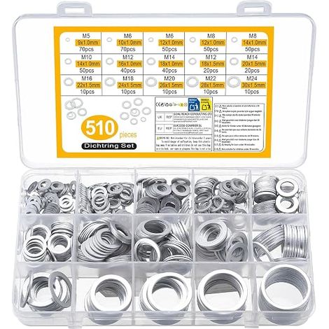 Rondelles Aluminium, Rondelles Metal, Rondelle Plate, Assortiment Kit de Rondelles Plates Métalliques, Rondelle pour Gond de Porte Vis et écrous M5 M6 M8 M10 M12 M14 M16 M18 M20 M22 M24 (1/5)