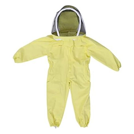 Costume Apiculture Enfant Combinaison Apiculteur avec Voile Protection Jaune Coton Taille 128-136cm M-L pour Visite Rucher École Loisir