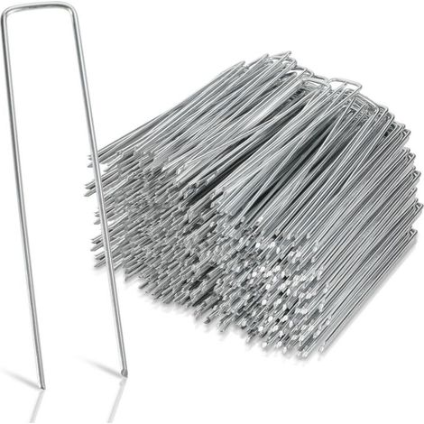 100 Pièces Piquets de Fixation pour Jardin, 150x40mm, Ø2,5mm, piquet ancrage sol jardin en acier galvanisé pour bâche (1/5)