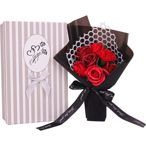 Soap Flower - Artificial Rose Bouquet - Scented Bath & Decorative Floral Arrangement - Multicolour - 28.5 x 8.5 x 18.5 cm - 1 Unit (1/4)