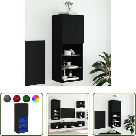 LED-Leuchten - TV-Schrank mit LED-Leuchten Schwarz 40,5x30x102 cm (1/5)