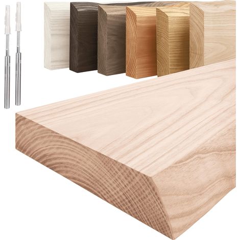 Étagère murale en bois massif brut 160 cm – Montage invisible – Bord irrégulier – Profondeur 18-20 cm – Design unique – Lamo Manufaktur - LW-01-A-001-160W