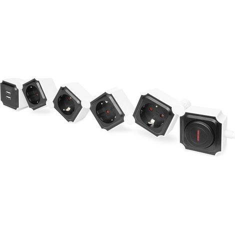 DIGITUS DA-70620 MULTIPRISE 1,6 M 4 SORTIE(S) CA INTÉRIEURE NOIR, BLANC (1/5)