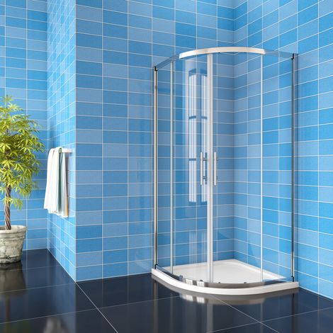 185 cm Box Doccia Semicircolare Porte Scorrevoli Vetro Temperato 6 mm Trasparente Anticalcare Telaio Cromato Lucido 80x80 cm (1/5)