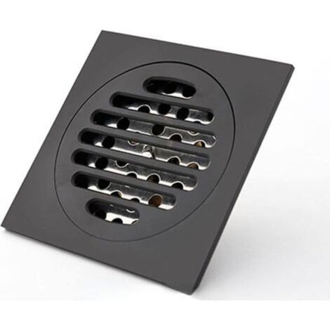 Siphon de douche carré en laiton noir mat anti-odeurs, 10 cm, pour baignoire et douche, grille de drainage, siphon de douche, piège à cheveux, couvercle de siphon de douche extérieur (1/4)