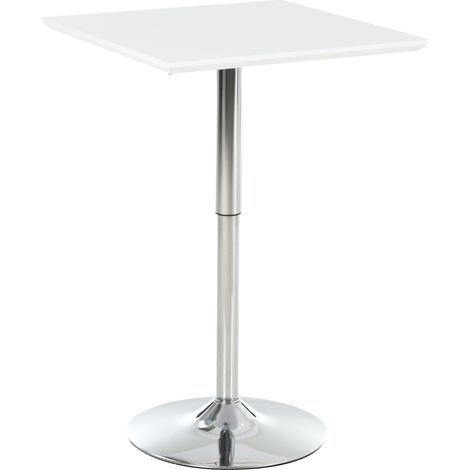 Table bistro pub, bar table carrée réglable 60 x 60cm acier blanc 71-92cm pour cuisine ou jardin (1/5)
