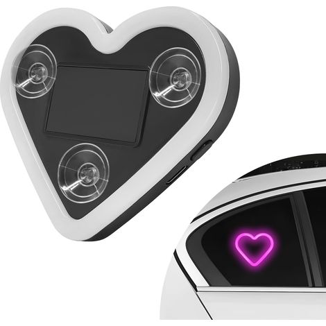 Illuminazione ambientale a LED a forma di cuore per auto - lampada a forma di cuore ad energia solare per il montante C - illuminazione ambientale con vibrazione (1/4)