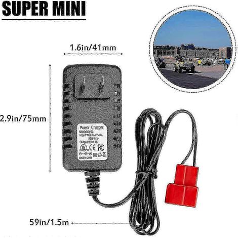 Chargeur 6V pour voiture électrique enfant, chargeur de batterie 6V pour voiture électrique enfant avec indicateur de charge, compatible avec les poussettes électriques pour bébé 973 Bien446