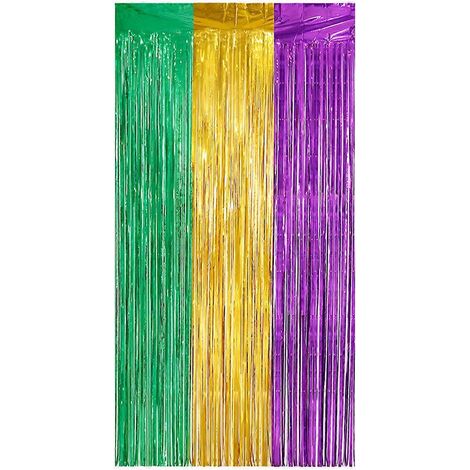 ensemble de rideaux à franges pour fond de fête, décoration Mardi Gras et Saint-Patrick-200X100CM (1/3)