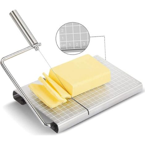 Coupe-fromage - Outil de découpe multifonctionnel - Coupe-fromage - Lignes de coupe remplaçables - Idéal pour la cuisine - 21 x 12,2 cm - Argenté - Acier inoxydable (1/5)