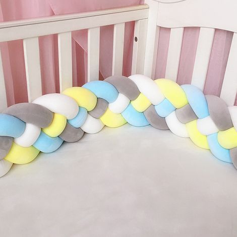 1 tressée, polaire cristal, haute élasticité, gris blanc bleu jaune, chambre enfant (1/5)