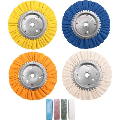 8 Pièces 8 Pouces Kit de Polissage de Roue en Aluminium pour Meuleuse D'Angle avec Bride de Sécurité de Diamètre 5/8 Pouces (1/5)