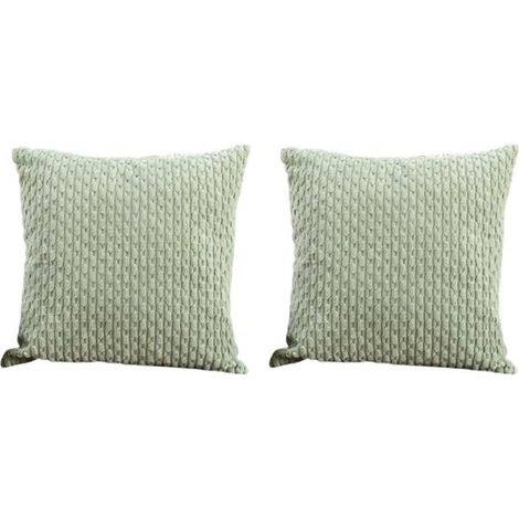 Set di due federe in velluto a coste, adatte per divani e camere da letto, 40x40 cm, verde chiaro. (1/5)