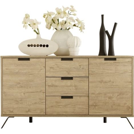 Buffet 2 porte 3 cassetti, Collezione SHOW, colore quercia chiara (1/3)