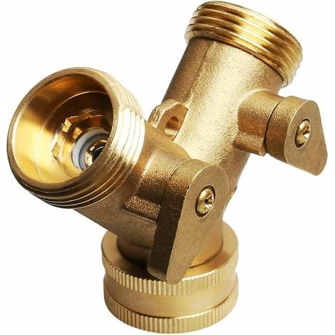 3/4" Robinet Y Séparateur, Laiton Collecteur Jardin Robinet Y Valve 2 Voies Laiton Robinet Jardin Tuyau Séparateur Deux Voies Tuyau Connecteur (1/4)