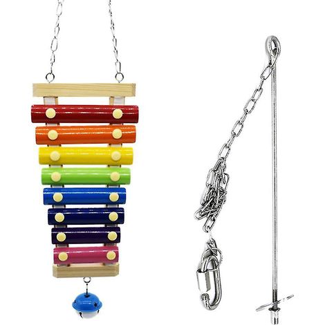 Lot de 2 xylophones pour poules avec clochettes et 8 touches en métal, mangeoire à brochettes pour légumes.