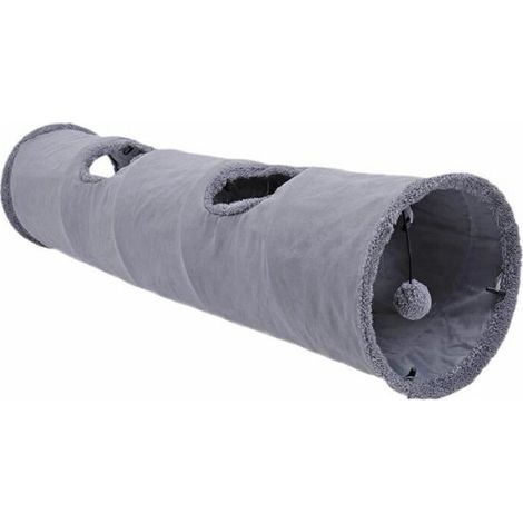 Tunnel pour chat pliable en suède durable, jouet tunnel de jeu pour animaux de compagnie avec cache, idéal pour se cacher et jouer (1/4)