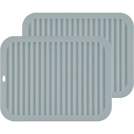Lot de 2 grands dessous-de-plat et maniques en silicone polyvalents - Rectangulaires - Gris clair(23x30x0.6cm) (1/5)