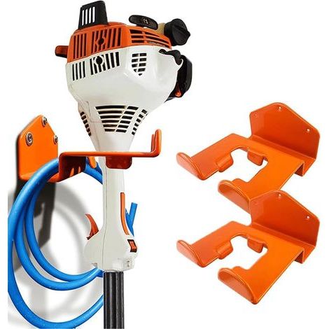 2er Set Wandhalterungen für Freischneider, Wandhalterung für Freischneider, Elektrowerkzeuge, Kettensägen, Leitern, Rasenmäher Orange