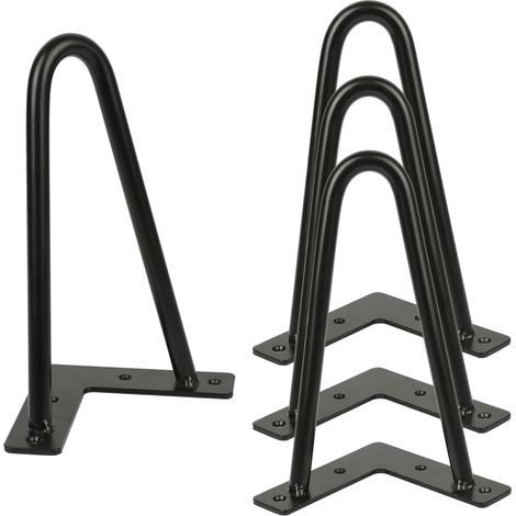 Skecten – Lot de 4 pieds épingle 20 cm en acier massif noir – Capacité de charge 100-200 kg – Installation facile avec vis pré-percées (1/6)
