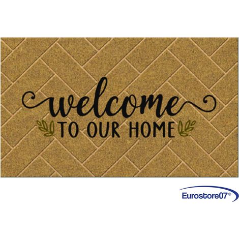 Zerbino cocco "welcome to our home" in cocco mm.15 pvc antiscivolo cm.40x70 (1/4)