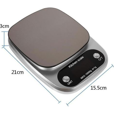 1 Balance de cuisine, Acier inoxydable, Capteur haute précision, Écran LCD, Max 10 kg, Cuisine moderne (1/4)