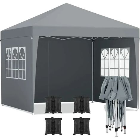 Cenador, altura regulable, protección UV, gris oscuro. (1/2)