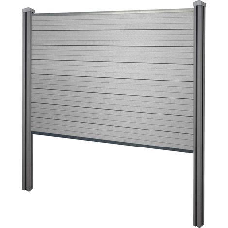 Frangivento fendivista pannello privacy Sarthe WPC installazione cemento 195cm grigio (1/5)