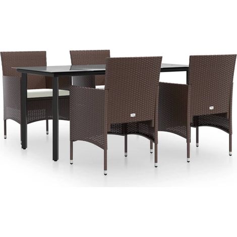 Maison Exclusive - Set da Pranzo da Giardino 5 pz con Cuscini Marrone e Nero